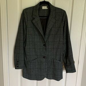 Kaffe Plaid Blazer Grey Black Plaid Corpcore Size 36 Oversized